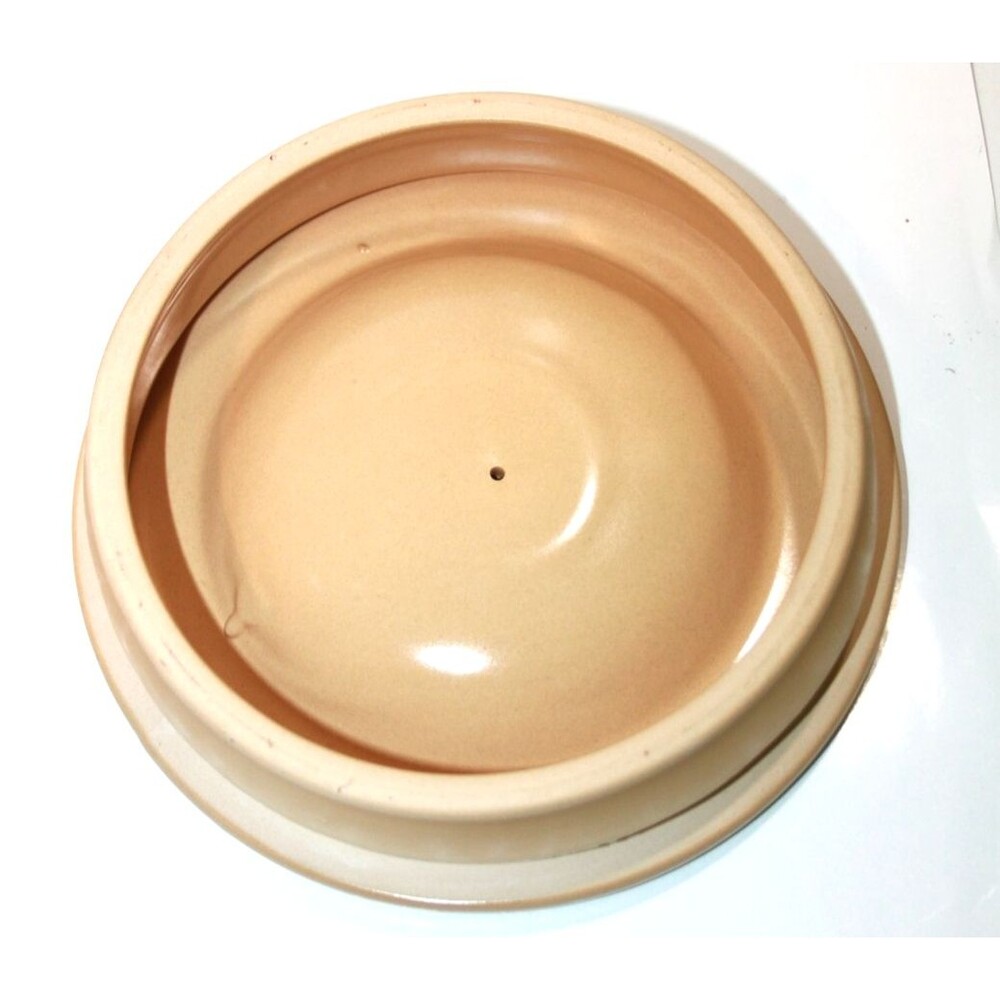 Home Yellow Ware Banded Canister Lid Blue White Stripe Storage Farmhouse 9” - Picture 6 of 9
